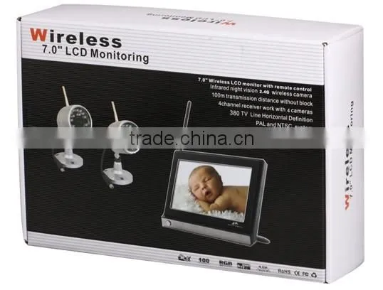 2.4GHz Wireless 7.0" LCD Video Baby Monitor with IR Night Vision Surveillance Camera