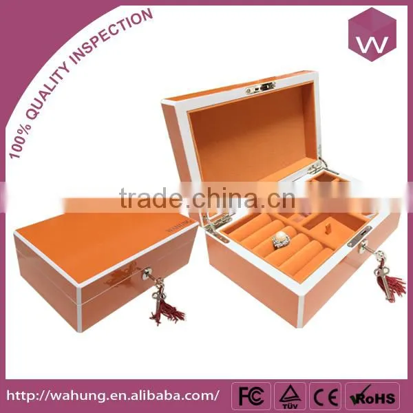Elegant Blue Locking Wood Jewelry Box/Quality Wooden Jewellery Gift Box Custom
