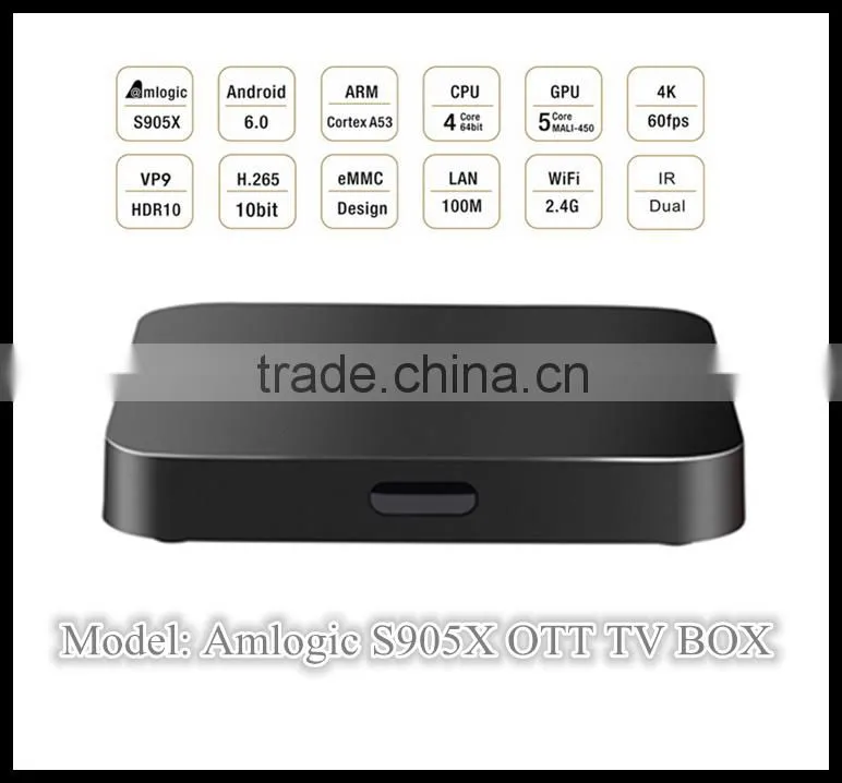 2016 newest Amlogic S905X with Android 6.0 Marshmallow starhub tv box singapore