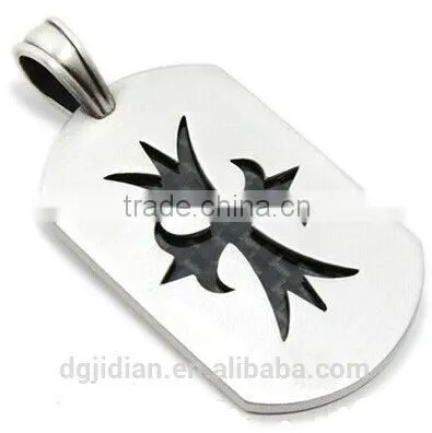 Customized laser engraved stainless steel dog tag pendant