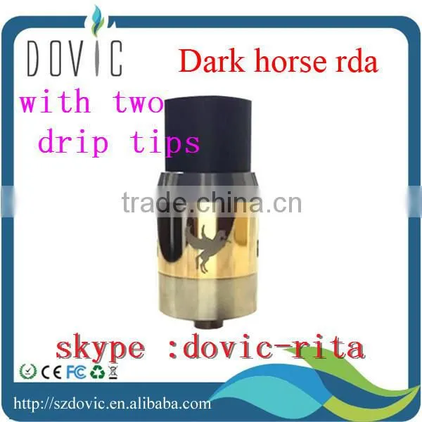 New arrival dark horse rda with 2 drip tips wholesale dark horse rda clone
