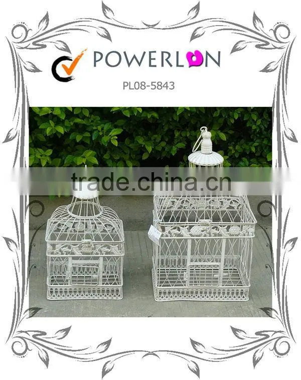 Antique white Metal Outdoor Set Of 2/S Round Wrough Iron Bird Cage For Wedding Decoration PL08-5845