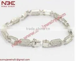 Hot cheap fashion 925 silver bracelet jewelry,micro pave setting sterling silver chain&link bracelet jewellery with AAA grade cz