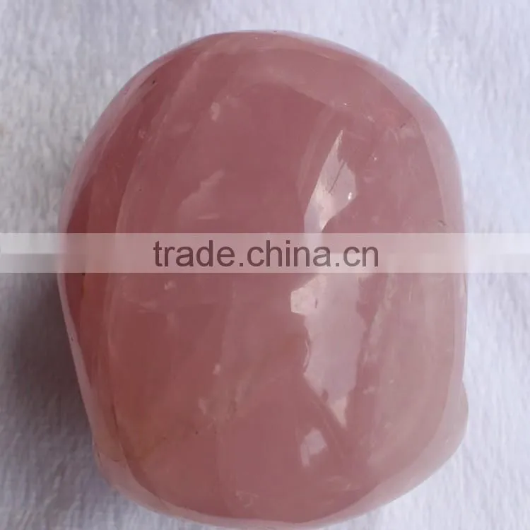 Natural rose quartz crystal baby forehead skull carving