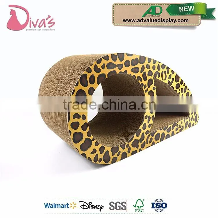 Modern Cardboard Cat Scratcher Leopard Print Curved Cat Scratching Post and Cat Scratcher Lounge