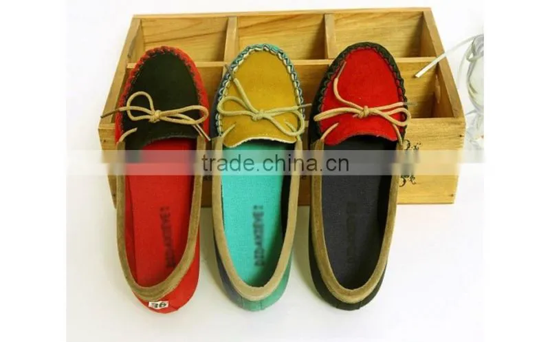 2015 NEW Spring Boat Shoes Flat Heel Round Toe Loafers Sweet Flat Four Seasons Shallow Mouth Women's Shoes 3Colors