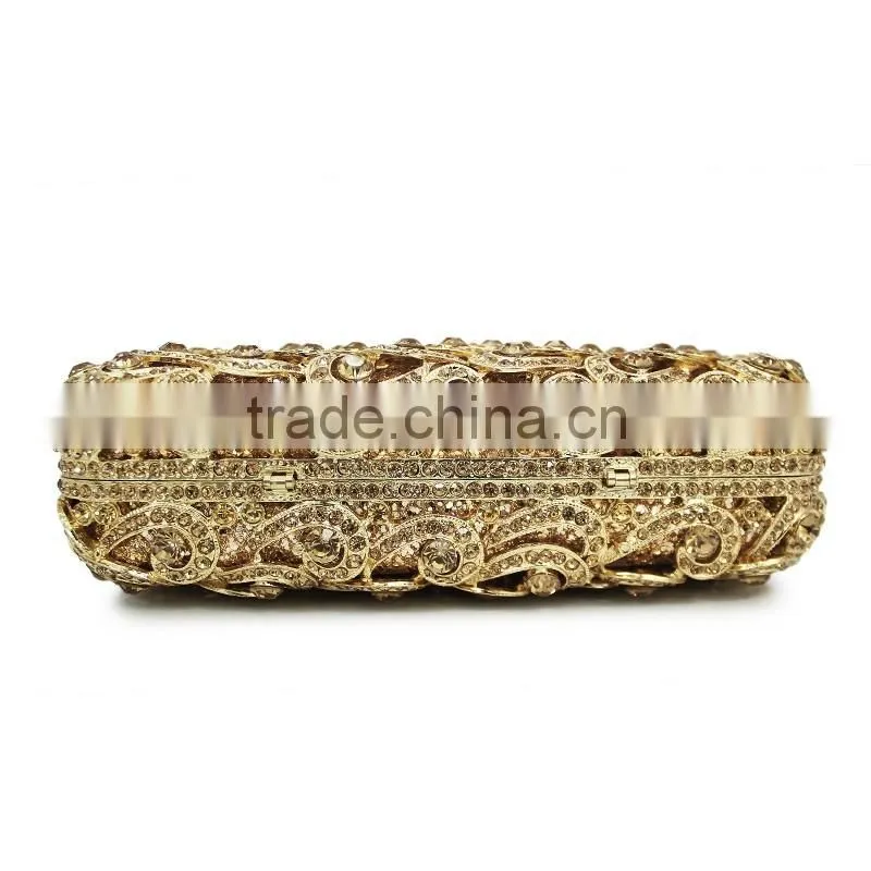 gold crystal rhinestone elegant wedding diamante ladies clutch evening bag (88161A-GG)