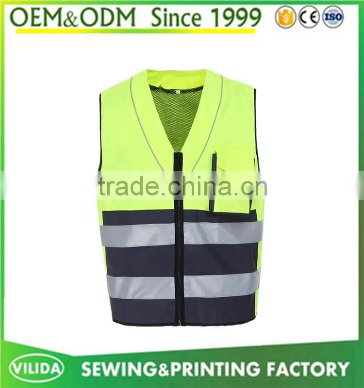 OEM service unisex breathable adults jackets yellow high visibility reflective safety vest