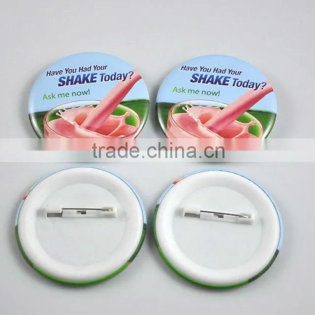 Custom made button plastic badge / cheap pin plastic badge