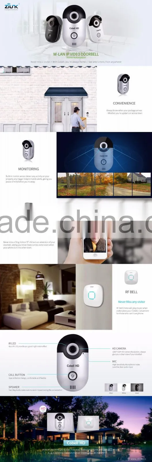 R&D Manufacturer supply Wifi inter come system, support remote access two-way audio video intercom ip video doorphone.