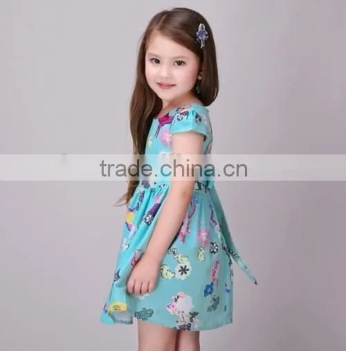 2016 cartoon printed Princess baby little queen dresses latest design baby little girls dresses