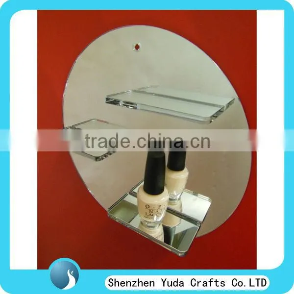 Round silver mirror acrylic slatwall display rack in china, lucite plexiglass nail polish display holder