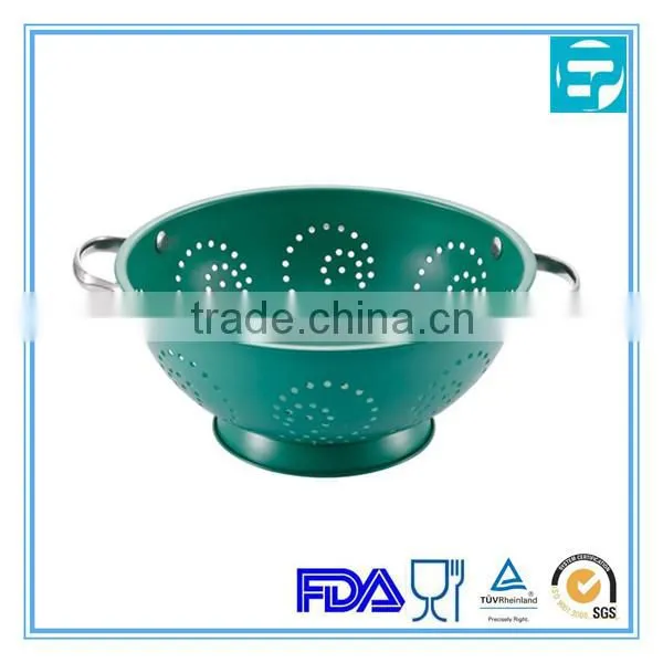 Stainless steel GRREN household fruit bowl with ss wire handle