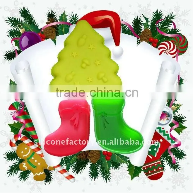 Christmas gifts-Heat resistent silicone tree shaped cake mold