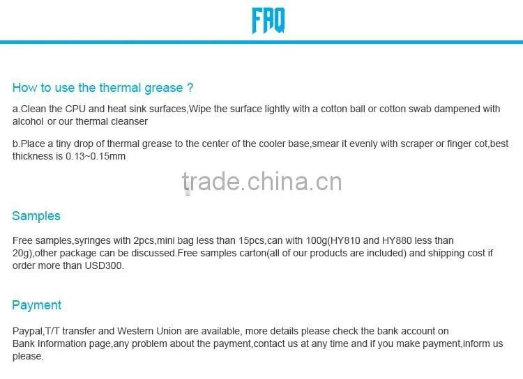 Insulation materials HY880 soft tube 80g thermal paste/grease with high performance for heatsink cpu/led