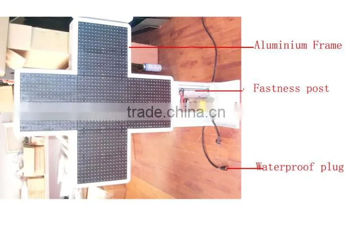 Hot selling wireless control led cross display, P10 single green controller led pharmacy cross display