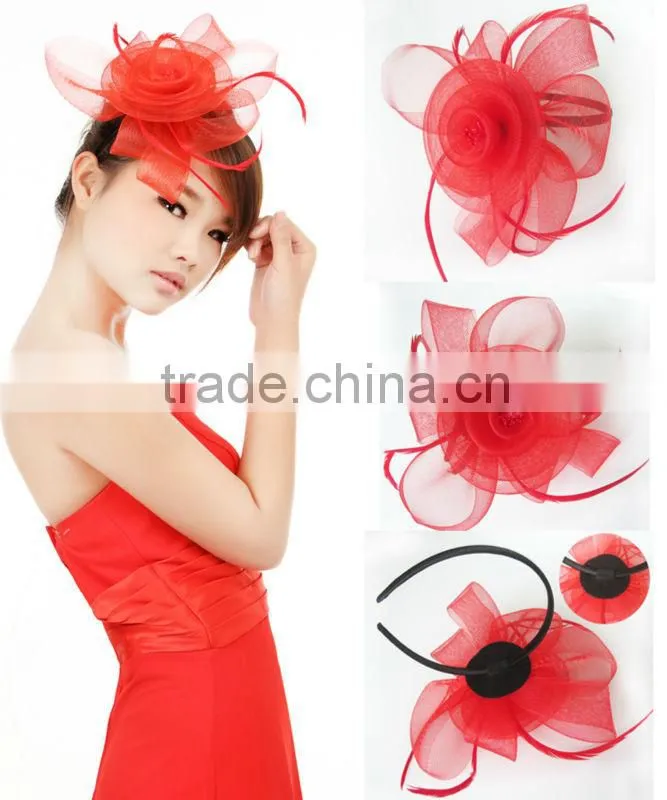 MYLOVE red sinamay fascinators black headband for women MLSM004