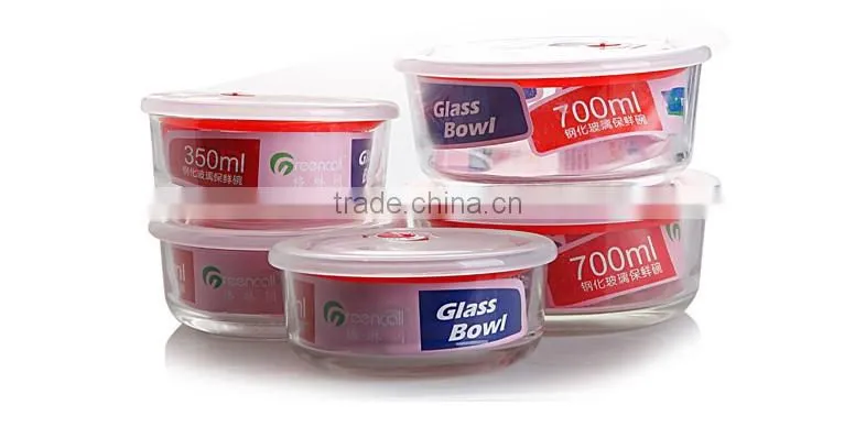 3pcs/set Plastic lid takeaway glass food storage container set