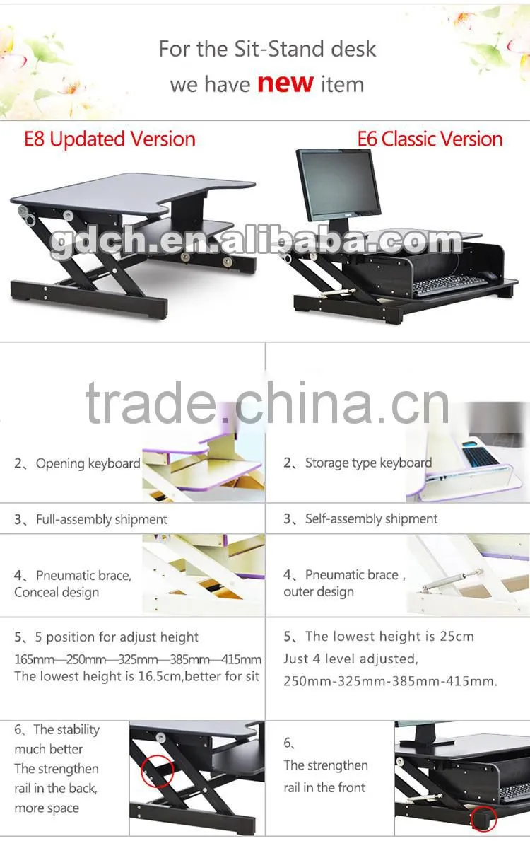 Portable folding easy to adjust new design laptop sit to stand desk