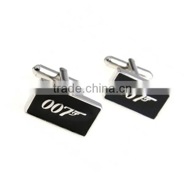 Black Tone Mens Stainless Steel 007 Sign Cuff Link