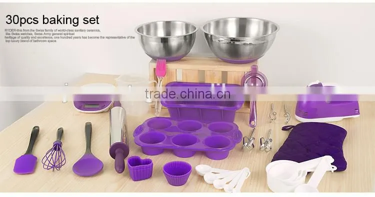 30pcs stainless steel salad bowls silicon molds cake silicone bakeware set