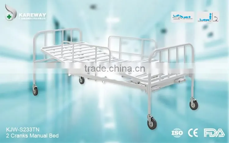 2 function adjustable manual hospital double bed manufacturer