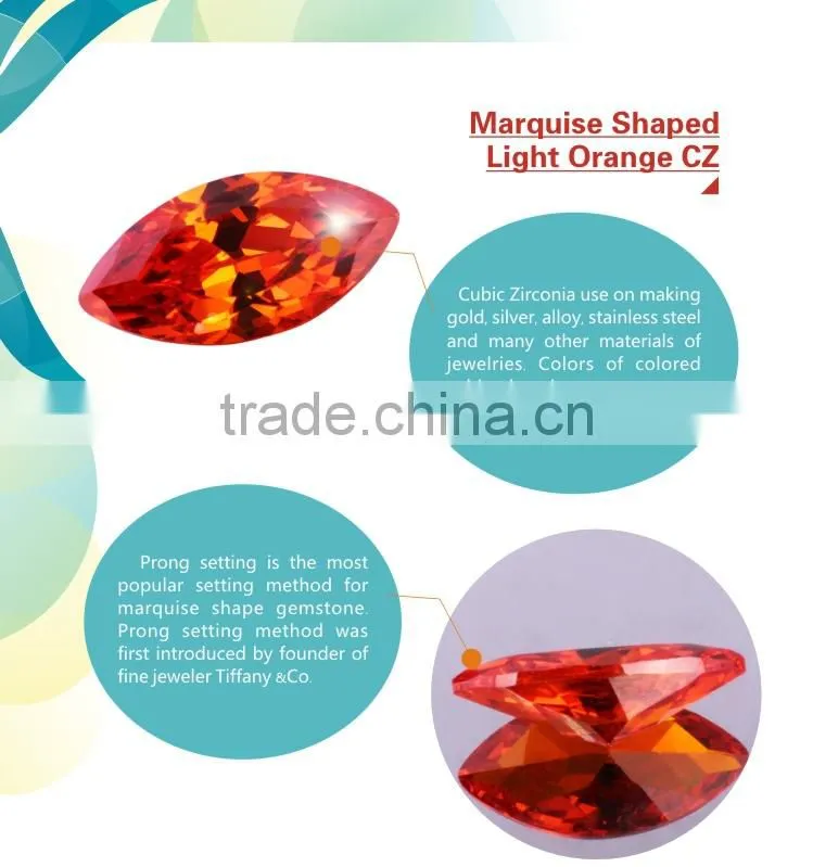 Marquise Cubic Zirconia Stones Orange Red Gems