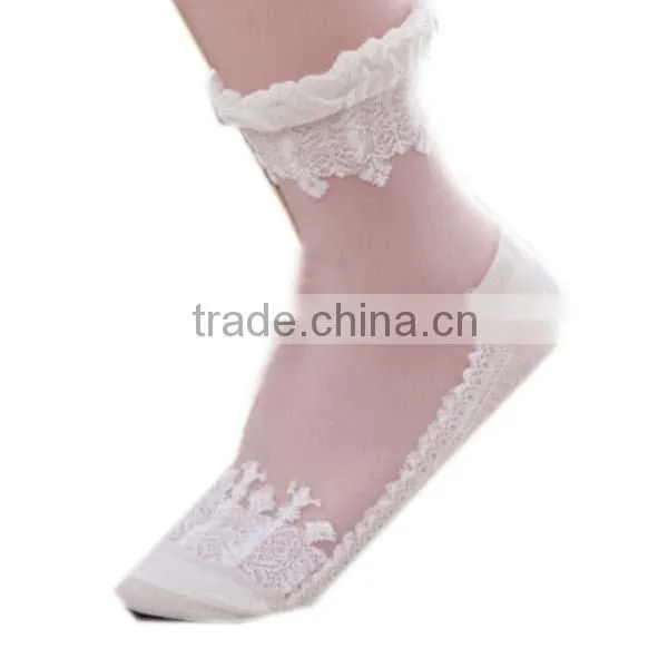 Customized New Thin Transparent Beautiful Lace Boot Socks , Fancy Lace Socks , Bulk Wholesale Socks
