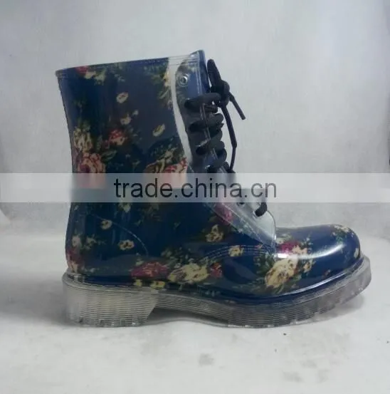 Womens Fashion Waterproof PVC Martens Boots