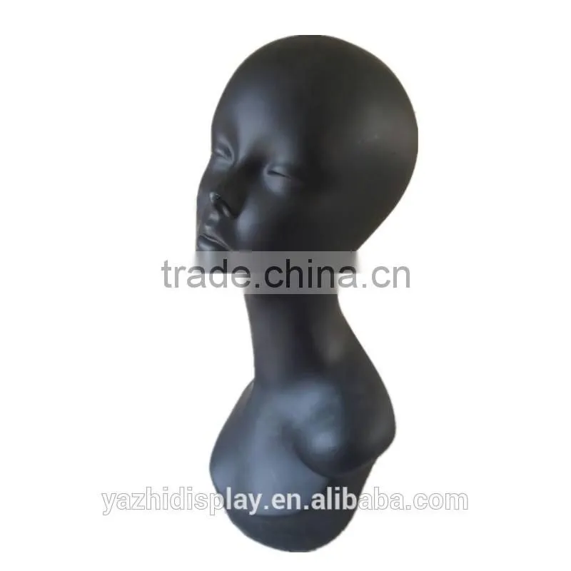 Wholesale matt black mannequin head for wig display