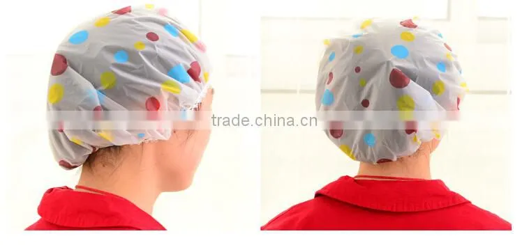 Q076 wholesale cap lovely thick waterproof bath plastic shower cap