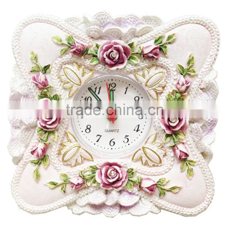 resin Petite Floral rose Alarm Clock/table alarm clock/rose desk clock