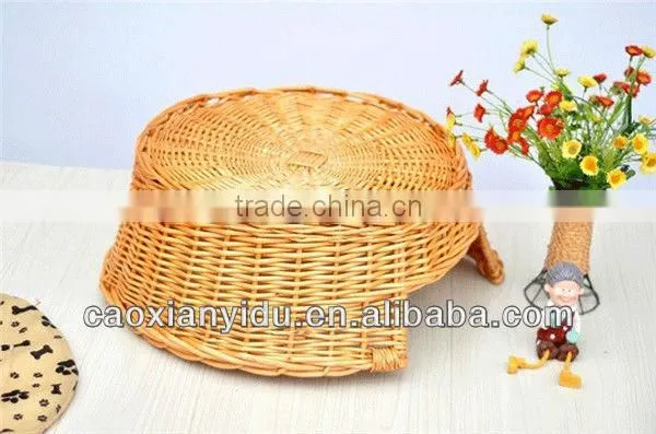 Wicker Pet Basket with Navy Pillow Woven Dog Basket and Bed Special and Warm Pet House