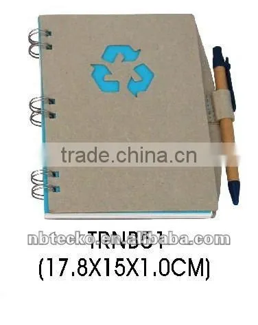 2014 most popular ECO friendly Recycled spiral paper notepad with recycled pen