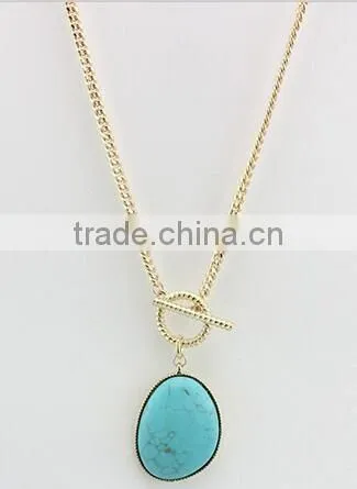 Natural Turquoise Colorful Stone Gemstone Pendant Women Irregular Necklace