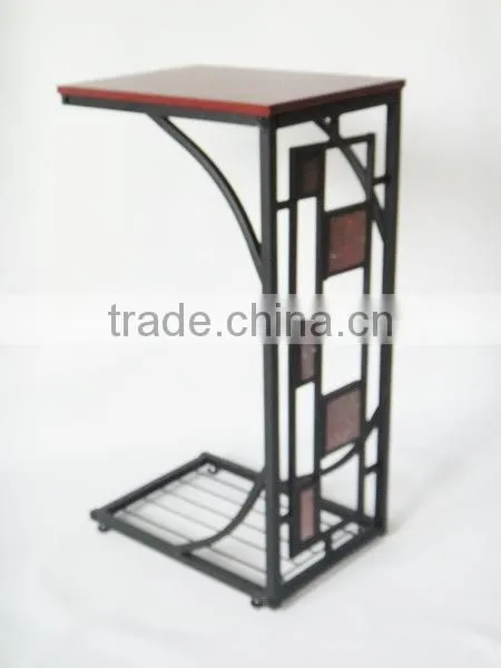 RH-4520 Living room Geometric Design Artificial Slate-Trimmed MDF top metal Sofa Side Table