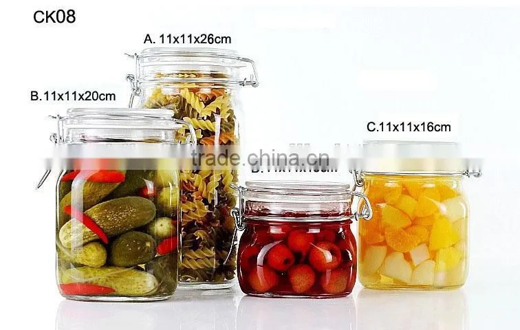 pure color glass jar for honey glass airtight canister with clamp lid