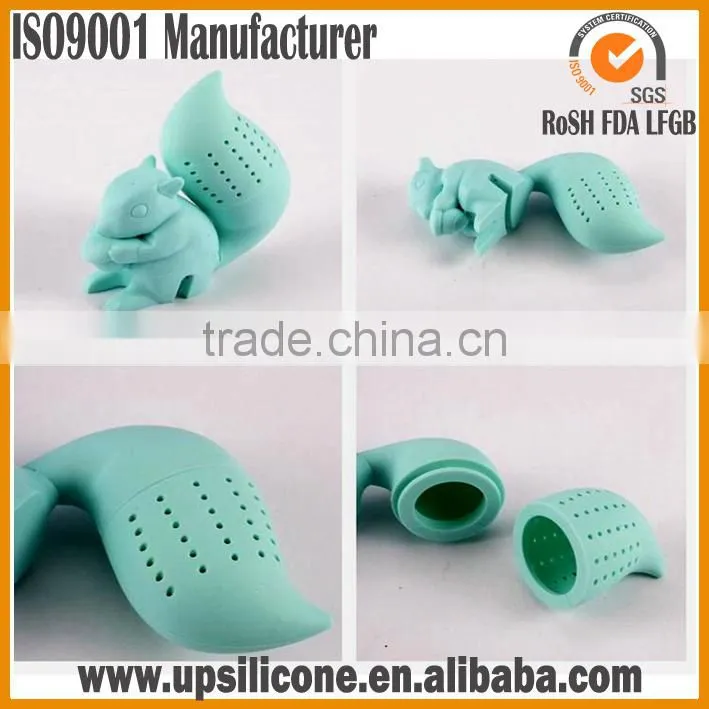 FDA Silicone Material Convenient Tea Strainer Cute Squirrel Filter Tea Infuser Accessories