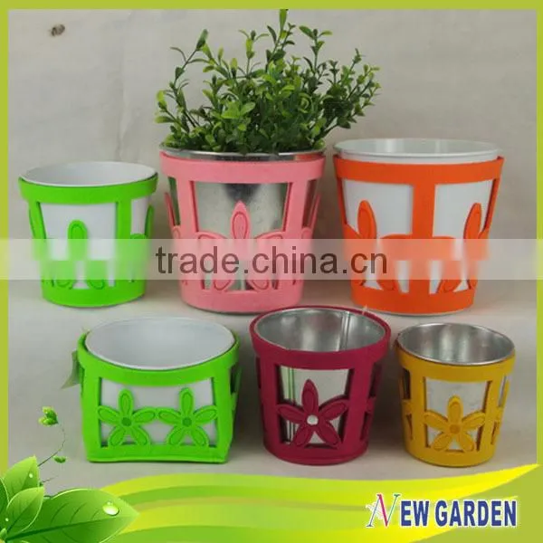 Home Furniture Flannelette And Iron Decorative Table Top Flower Vases