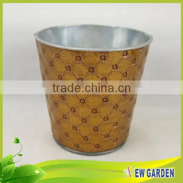 Handicraft home decor display leather and metal indoor hanging flower pots
