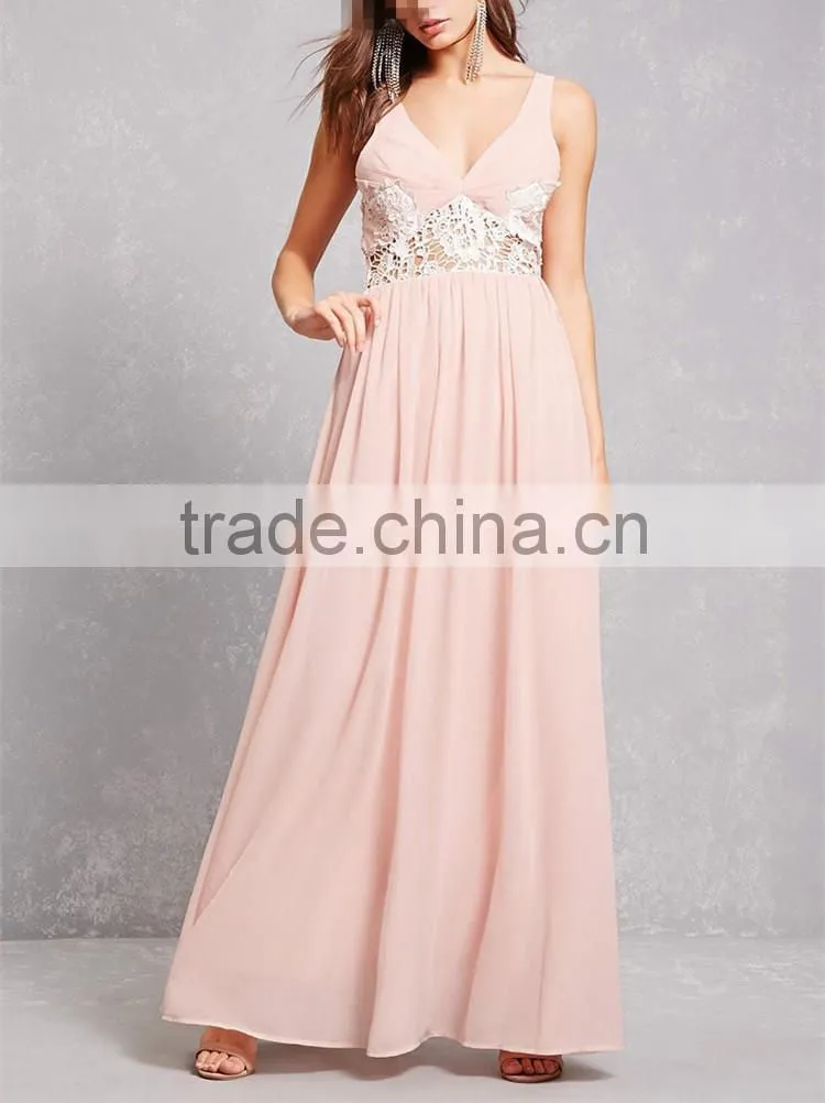 China Clothing OEM women fashion dresses women Lace Panel Gown