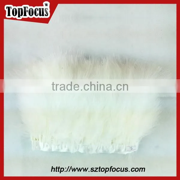 costume designing or dress with trimming blue ribbon turkey marabou feather