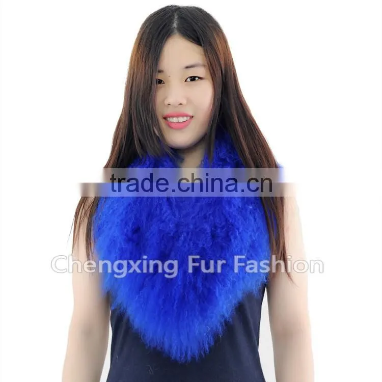 CX-A-52H Alibaba 2016 Latest Detachable Real Mongolian Lamb Fur Lace-Up Collar