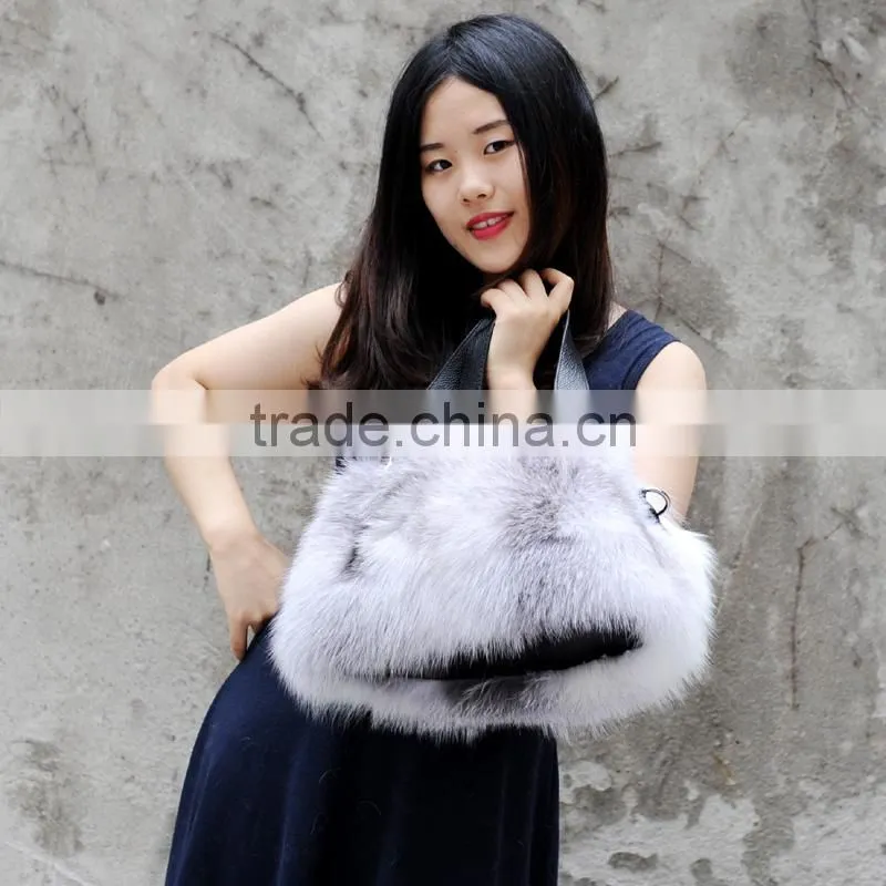 CX-H-17E High Quality Women Real Fox Fur Handbag