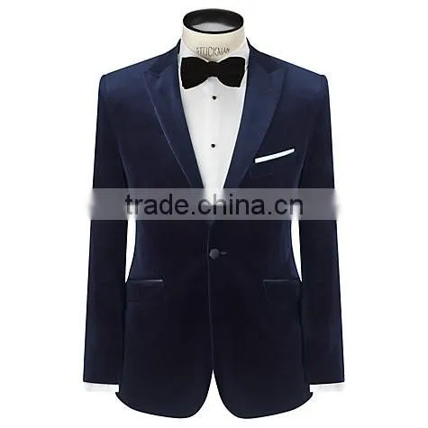 Good Quality Oem Lapel Single Button Man Suit Velvet Blazer For Men