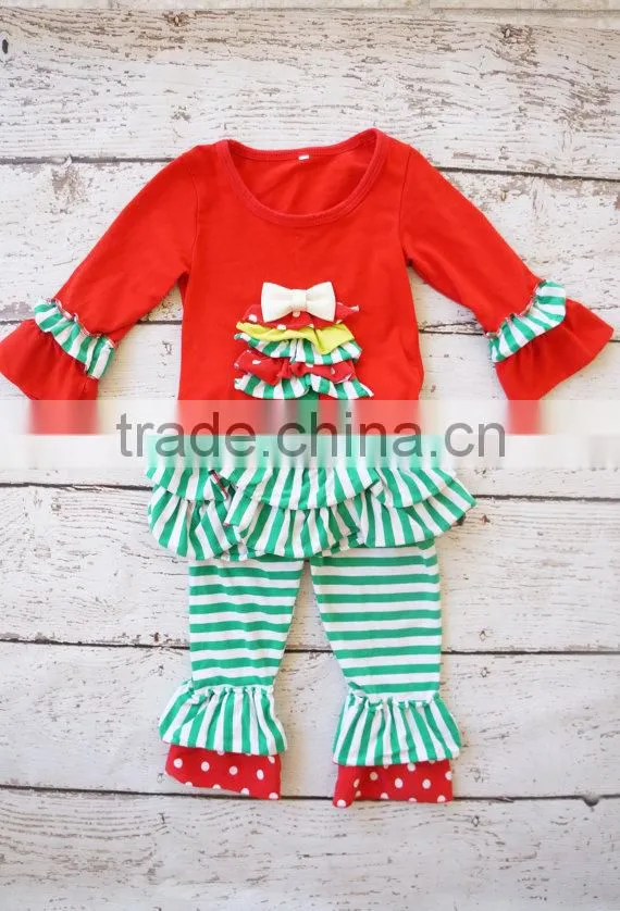 Children Christmas Outifit Santa Claus Baby Clothes Romper Red Booming Chiffon Clothing