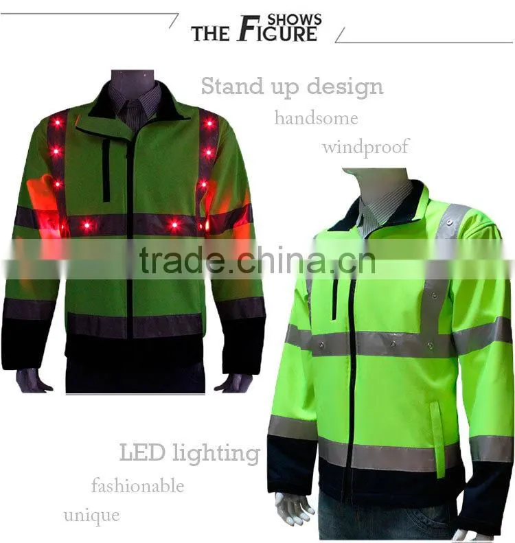 China safety jacket reflective strip hi vis led jacket