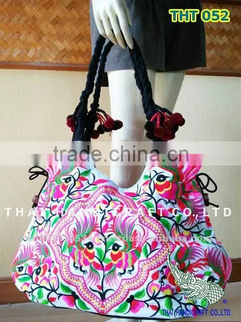 Thai Embroidered HMONG Hill Tribe Tote Hand Bag