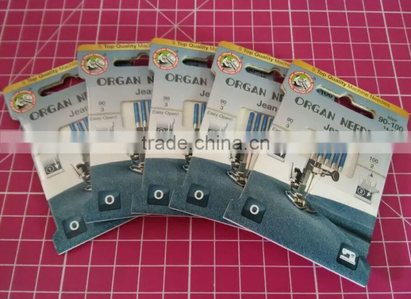 ORGAN DOMESTIC SEWING MACHINE NEEDLES 130/705H JEANS MIX SIZE FOR DENIM ARTIFICIAL LEATER DENSE MATERIAL