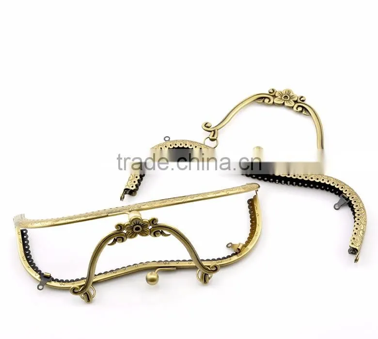 Antique Bronze Purse Bag Metal Arch Frame Kiss Clasp Lock Handle Metal Frame